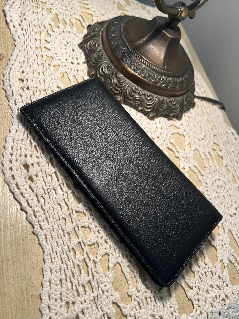 Men's Black Leather Long Wallet - Card Wallet Sleek NWOT